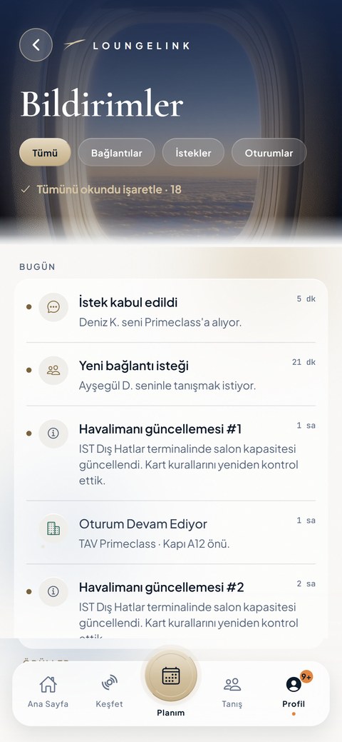 Bildirimler — akış tek yerde